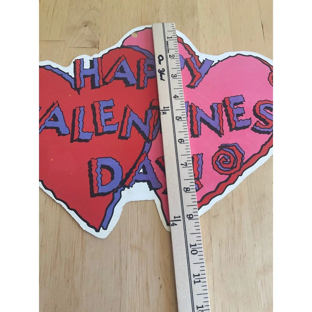 Vintage Cleo Inc Valentines Day Heart Wall Cutout Decoration Red Pink 13 inch